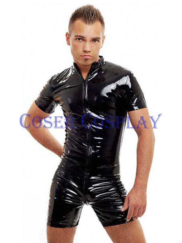 Sexy Lingerie for Men Black PVC Catsuit 1210